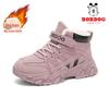 Bobodou Girls' High-Top Winter Snow Boots – Warm, Non-Slip Cotton Shoes for Kids