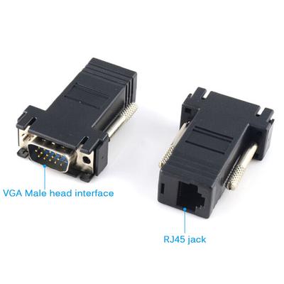 Förlängare VGA RGB HDB Hane till LAN Cat5 Cat6 RJ45 Nätverkskabel Hona Adapter