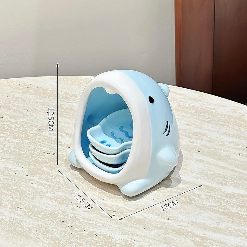 Cute Shark And Small Fish Ceramic Sauce Dish Set Cartoon Design High Aesthetic Value for Home Use Hot Pot Seasoning Dish