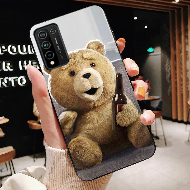Cute Teddy Bear Beer Phone Case for Huawei Honor 50 10X Lite 20 7A 7C 8X 9X Pro 9A 8A 8S 9S 10i 20S 20lite 7X 10 Lite
