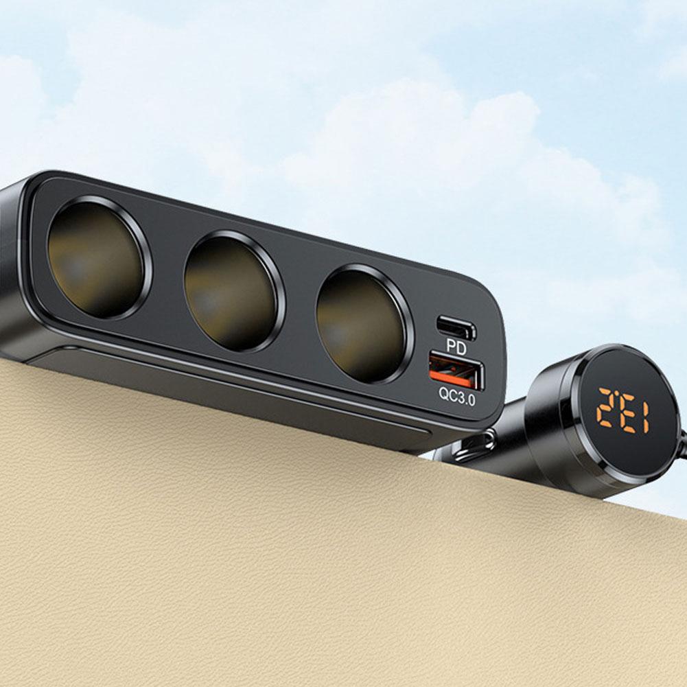 Car Plug Splitter 12V 24V 3 Way Socket USB3.0 PD Dual USB Car Charger Adapter