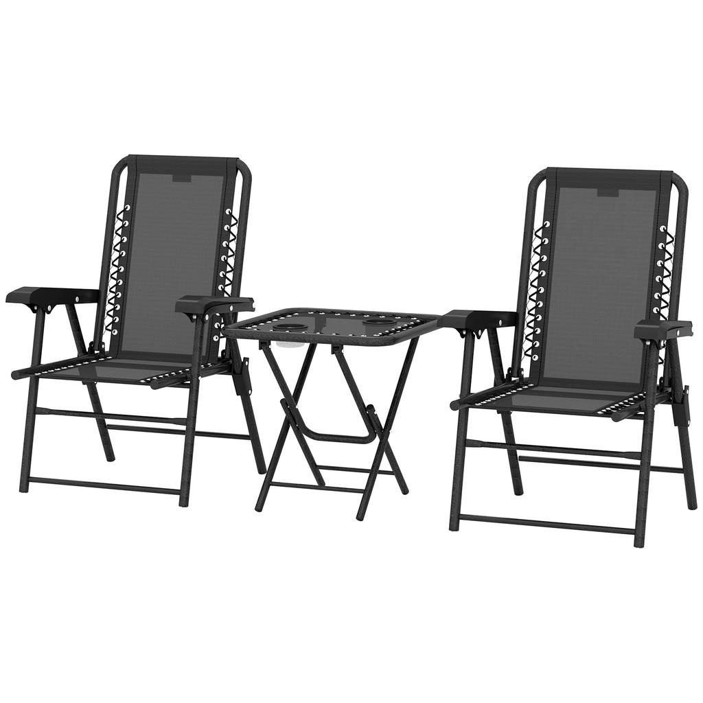 Three-Piece Garden Table and Chair Set - Black