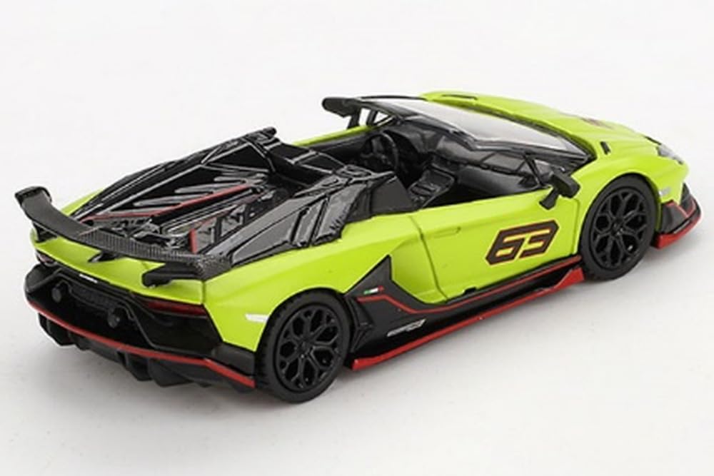 MINI GT 1/64 Scale Lamborghini Aventador SVJ 63 Roadster Verde Shock (Green) (Left-Hand Drive) Finished Model MGT00887-BL