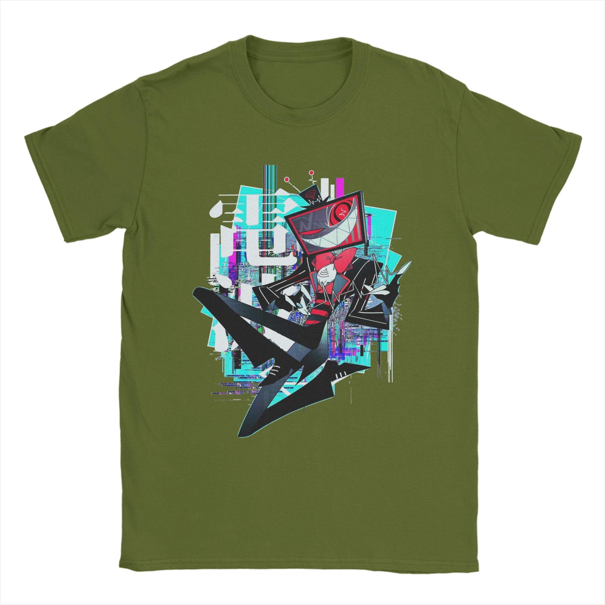 

Vox Hazbins Hotels Аниме Футболка Мужская Винтажные Хлопковые Футболки Круглый Вырез Короткий Рукав Футболки 4XL 5XL Одежда 4XL