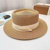 Versatile Women's French Flat-Top Woven Straw Sun Hat for Beach & Travel