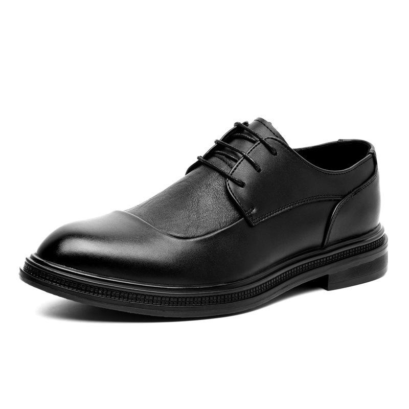 Leather Shoes Men'S Feet Wide Large Size Soft Leather Formal Wear Business Inner Height Increase Thick Sole Black Casual Wedding Groom Shoes