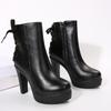 Fashion Block Heel Booties 2025 New Platform High Heels Women's Autumn and Winter Versatile