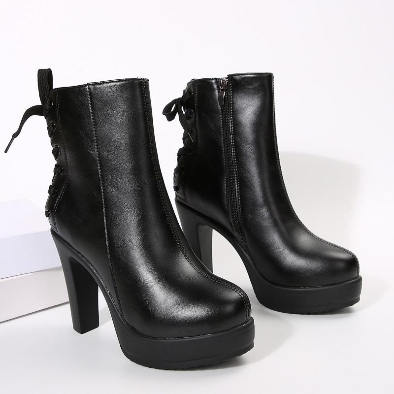 Fashion Block Heel Booties 2025 New Platform High Heels Women's Autumn and Winter Versatile