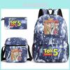 Toy Story Cartoon Print Oxford Canvas Backpack With Zipper Closure For Casual Travel Teens
