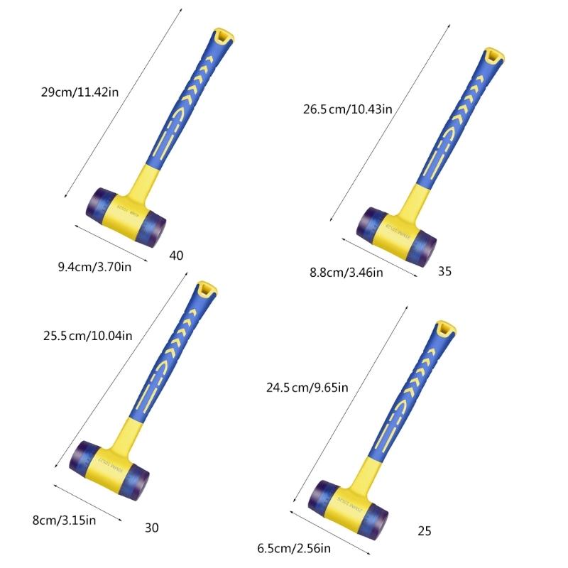 Rubber Hammer Double Face Glazing Window Nylon Hammer Integrated with Round Head Nonslip Handle Hand Tool Accessories