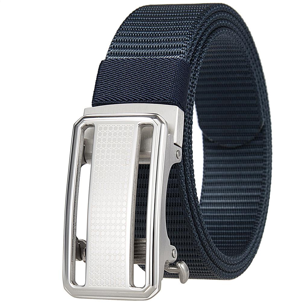 1Pcs Fashion Nylon Braided Belt Men, Button Head Front Switch Toothless Stainless Steel Buckle 3.5Cmly36-61931-3