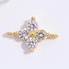 Fine 925 Sterling Silver Zircon Cross Charms Lucky Clover Zircon Connector for Jewelry 18k Gold Plated Charms