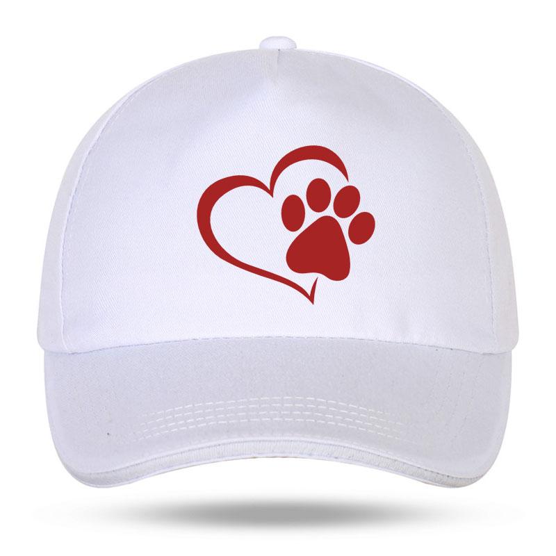 Neue Unisex Damen Mode Niedliche Hundepfote mit Pfirsichherz Baseballkappen für Hip Hop Baumwolle Trucker Cap Bone Papa Hüte