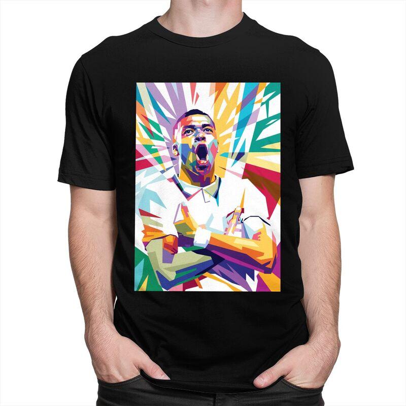 Custom Soccer Gift Mbappes Pop Art Tshirt for Men Short Sleeve Casual T Shirt Fashion Tshirt Loose Fit Pure Cotton Tee Gift