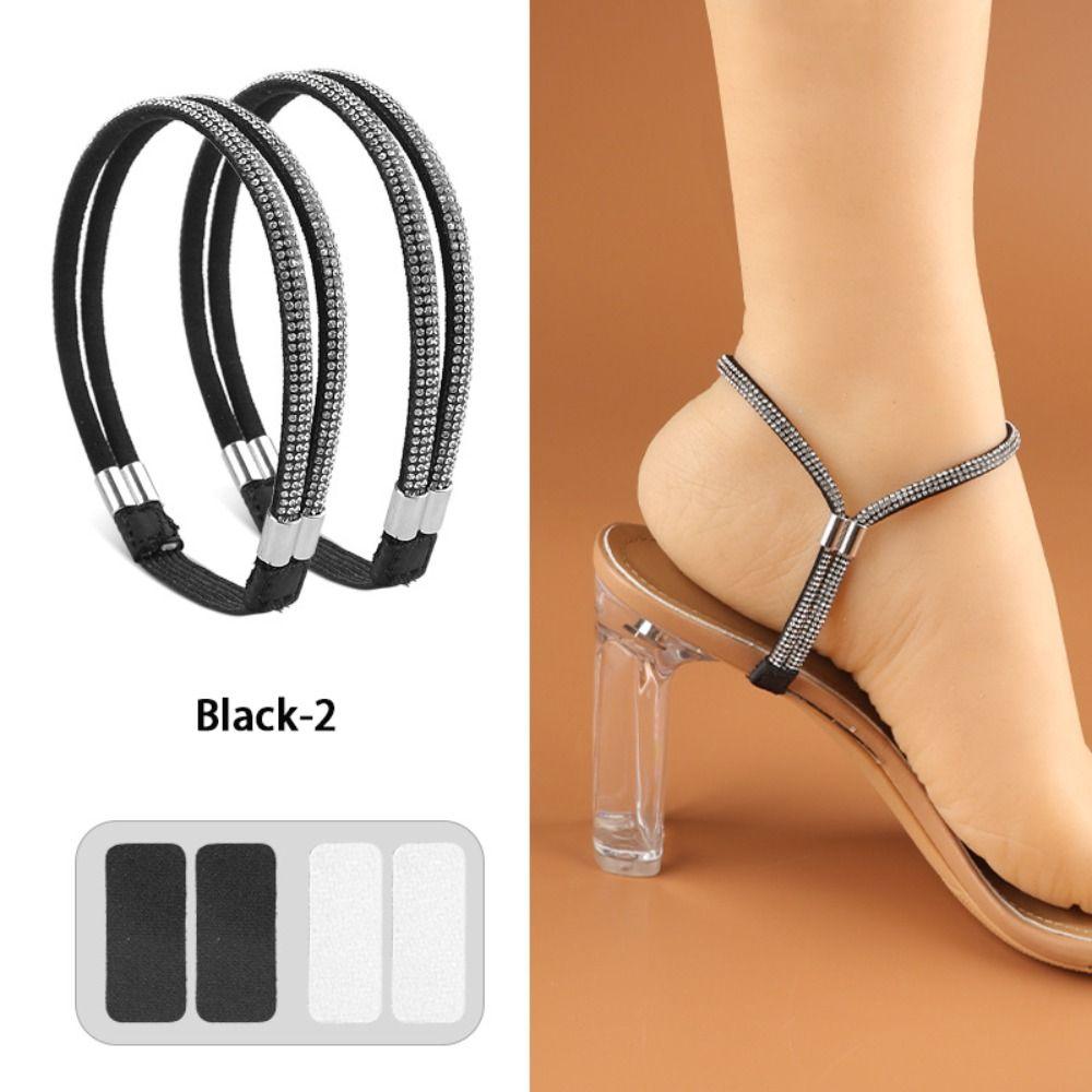 2Pairs Bundle High Heels Women Shoeslaces Ankle Holding Shoes Decorations Lazy Shoelaces Adjustable Elastic Shoe Belt Women