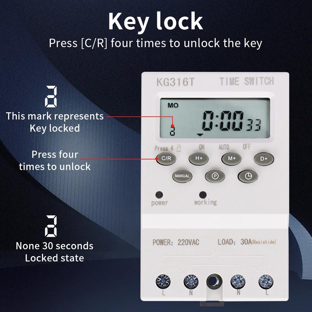 

Automatic Digital Timer Programmable Time Switch 7 Days Weekly Relay Interval 1 Second High Load 220V 25/30A Power Outage Memory