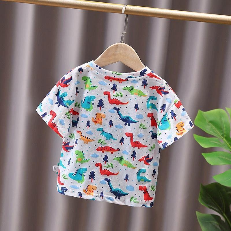 T-shirt Baby Girl Child Boy Summer Versatile Short Sleeved Half Sleeved Cartoon Printed Middle and Small Children's Top