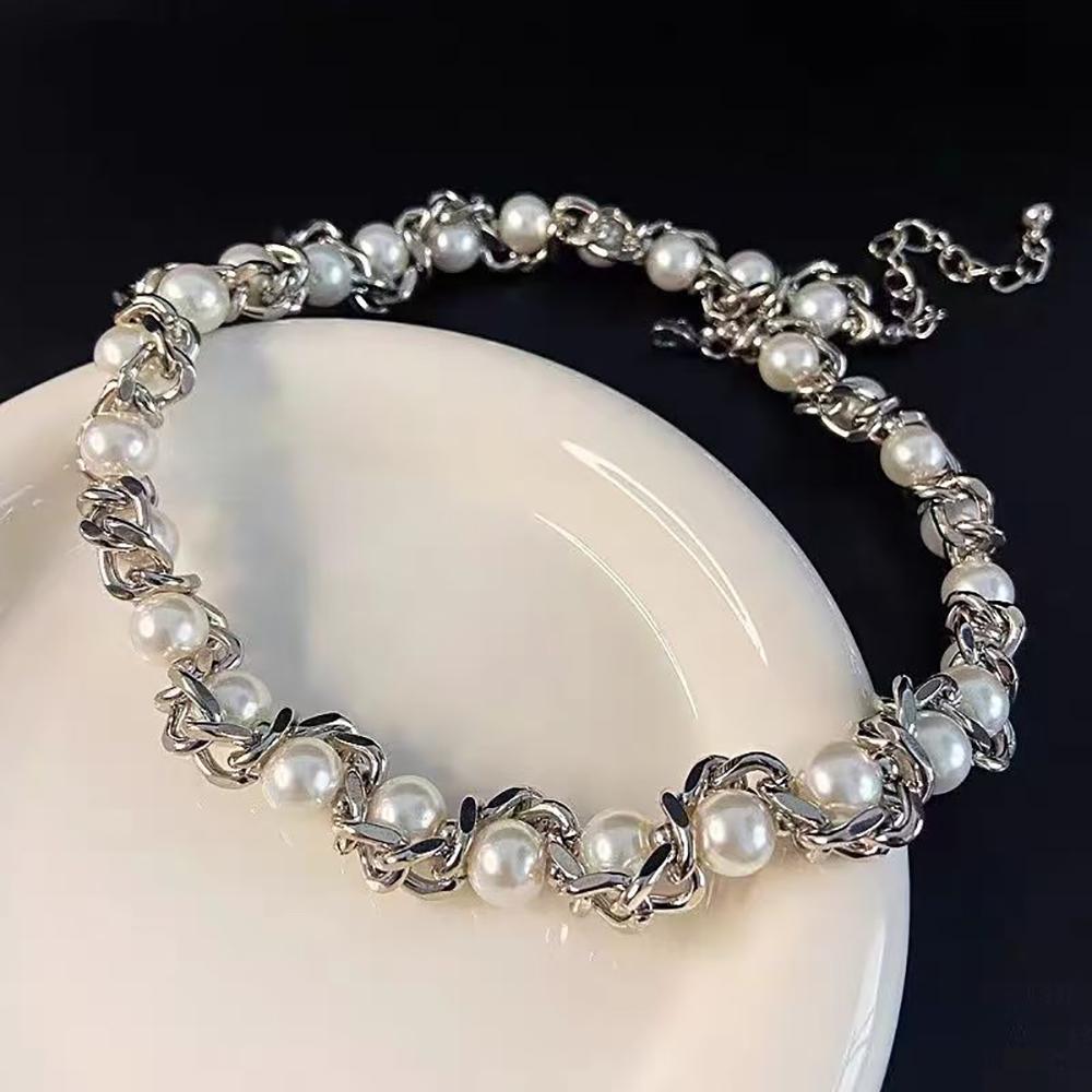 Fashion Men Women Universal Pearl Winding Choker Trend Personality Punk Necklace for Friends a Beautiful Gift