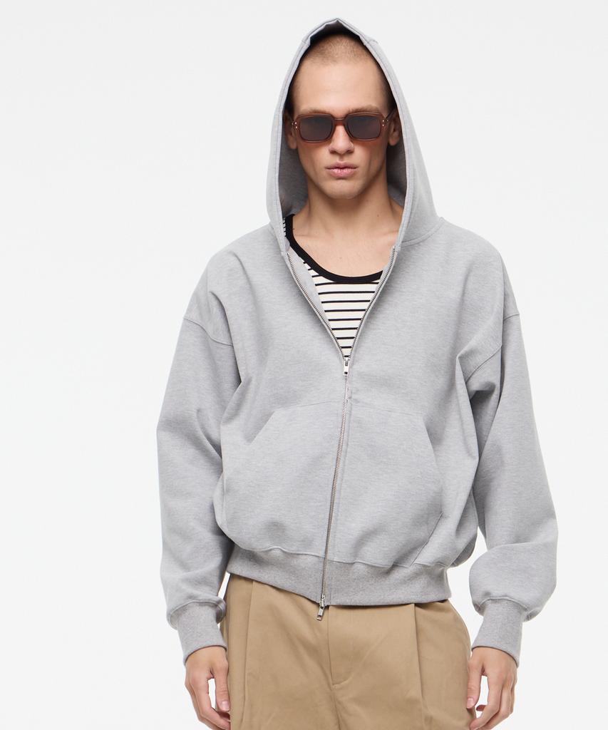 Learve Phlox High-Density Reversible Cotton Sweat Cropped Zip-Up Hoodie Grey