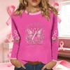 Women's Casual Long Sleeve Ribbon Print Round Neck Top