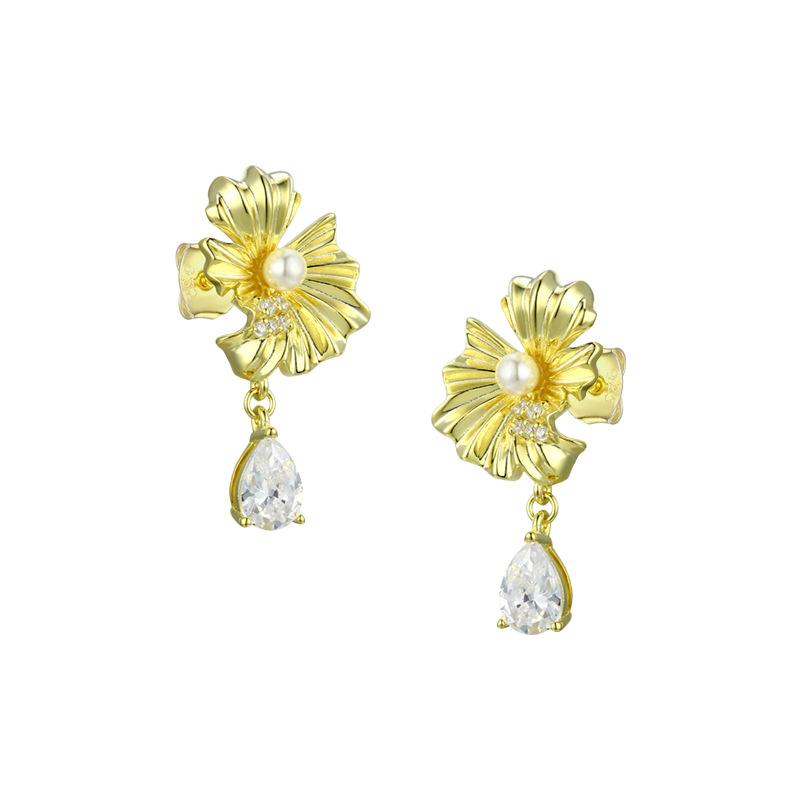

Summer fashion S925 sterling silver inlaid zircon exquisite flower earrings high-end light luxury heavy industry super flash earrings 925 silver