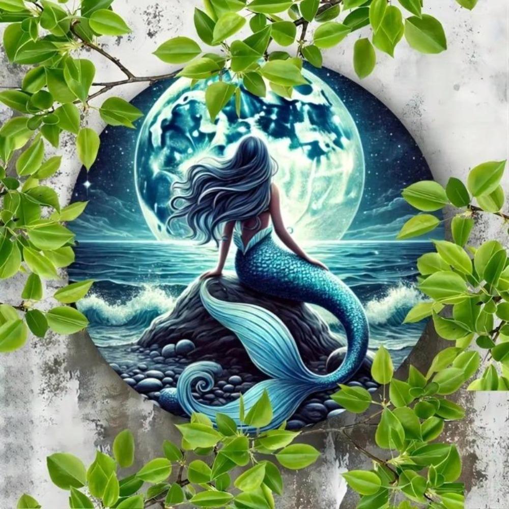 Vintage Nautical Sea Fairy Moon Tin Sign Metal Wall Art Plaque