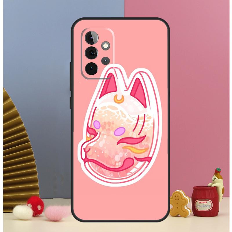 Japanese Kitsune Fox Mask Case For Samsung Galaxy A15 A35 A55 A54 A34 A14 A52 A32 A12 A13 A33 A53 A17 A16 A26 A36 A56