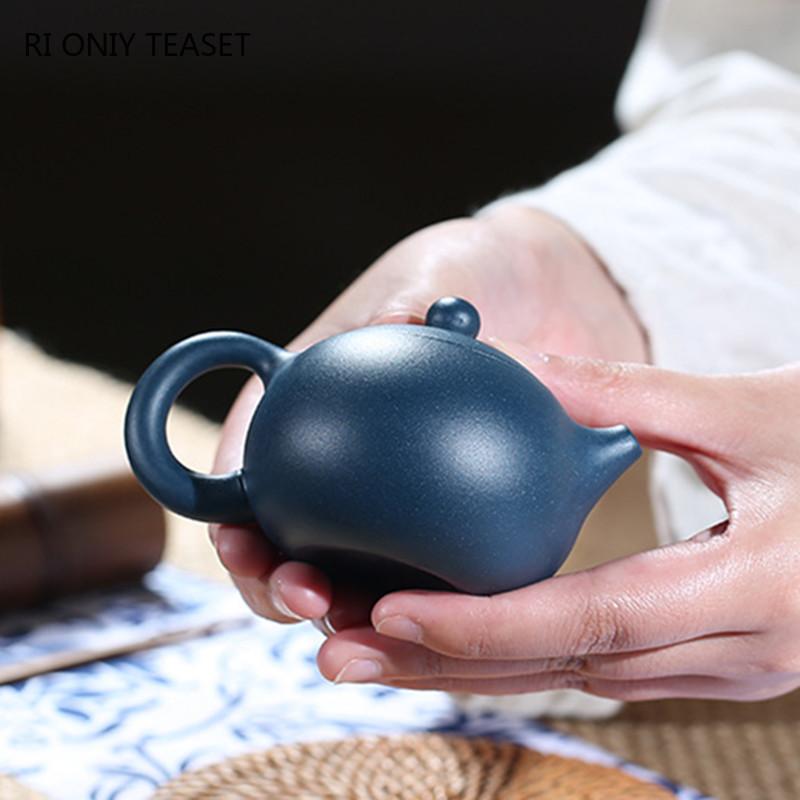 100ml Yixing Handmade Purple Clay Teapots Blue Ball Shaped Infuser Xishi Tea Pot Beauty Kettle Customized Zisha Tea Set