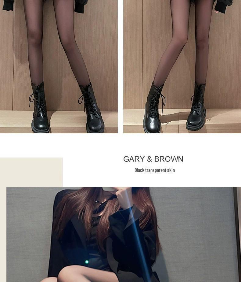 Women's Black Plush Stockings: Thick Winter Leggings, Gray One-Piece, Translucent Pantyhose