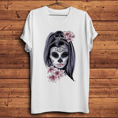 Day of The DeadMexico Calavera Sugar Skull Cool TShirtWhite Casual Short Sleeve Unisex TshirtNoGlue Breathable Print