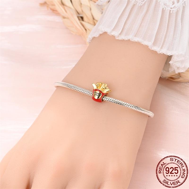 100% Real Copper French Fries Donuts Pendant Fit Original Pan Bracelet For Women Birthday Fine Jewelry Gift