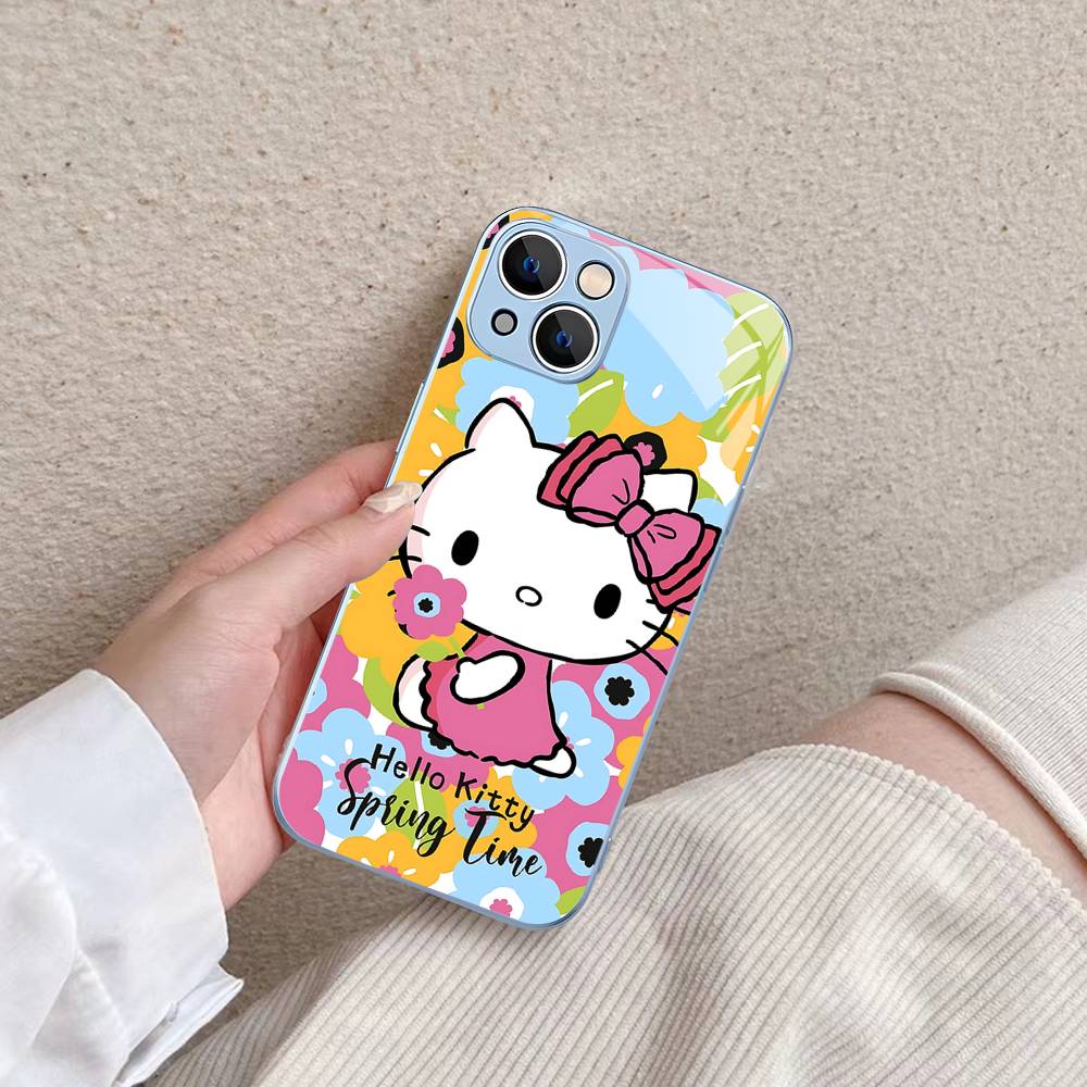 H-Hello Kitty For IPhone 14 13 12 Mini 11 Pro XS Max X XR 14 Plus Tempered Glass Cover