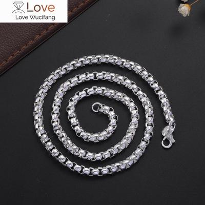 Halsketten aus 925er Silber mit klassischer, runder 4-mm-Boxkette für Männer und Frauen, Hochzeitsfeier, Weihnachtsgeschenke, Schmuck