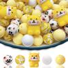 30PCS Silicone Bead Set - Cute Dinosaur, Plant & Flower Designs for DIY Jewelry, Keychains, Bracelets & Craft Pens