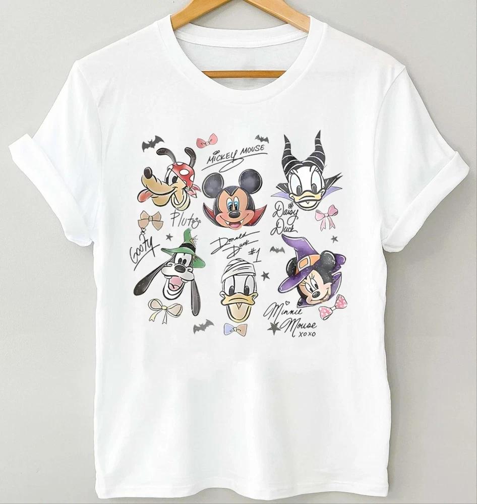 Coquette Bow Mickey Friends Halloween White Tshirt S