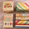 Birthday Gift Wrapping Paper Set Unique Birthday Gift Patterned Wrapping Paper with Tape Card and Straw Rope