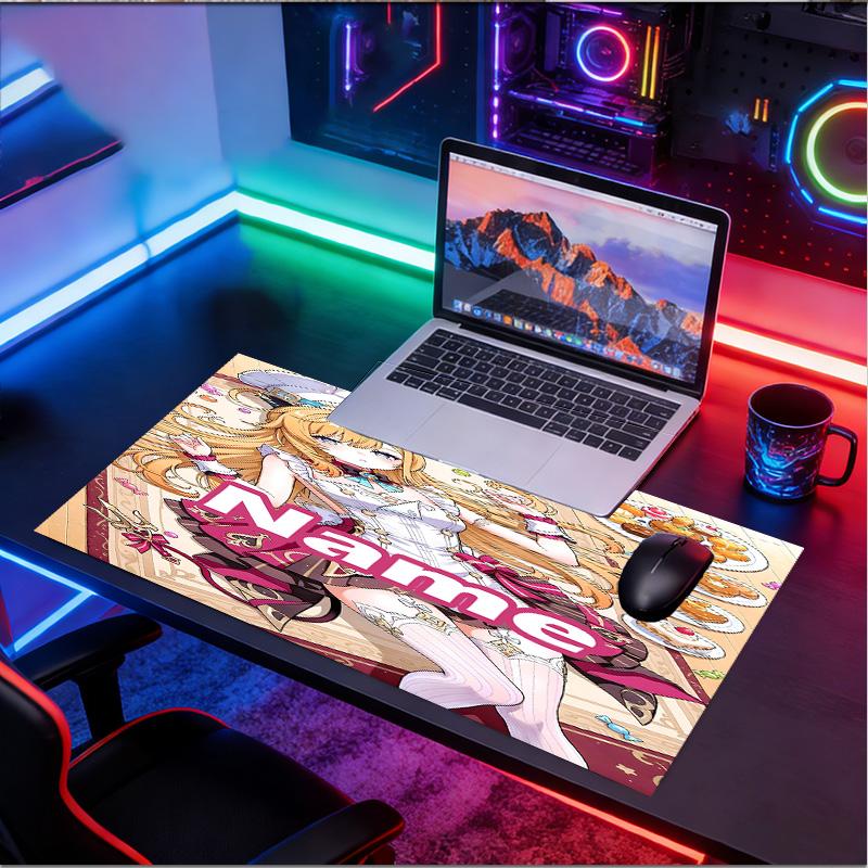 Personalizowana podkładka pod mysz z imieniem i wzorem Genshin Impact, Mata na biurko do laptopa PC, Dekoracyjna mata na biurko do domu, Podkładka pod klawiaturę, Prezent