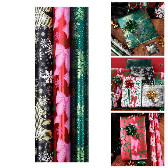 Christmas Wrapping Paper Roll 17 Inch X 120 Inch Snowflake Bow Jumbo Roll Vintage Holiday Gift Wrap for Christmas Parties Supplies