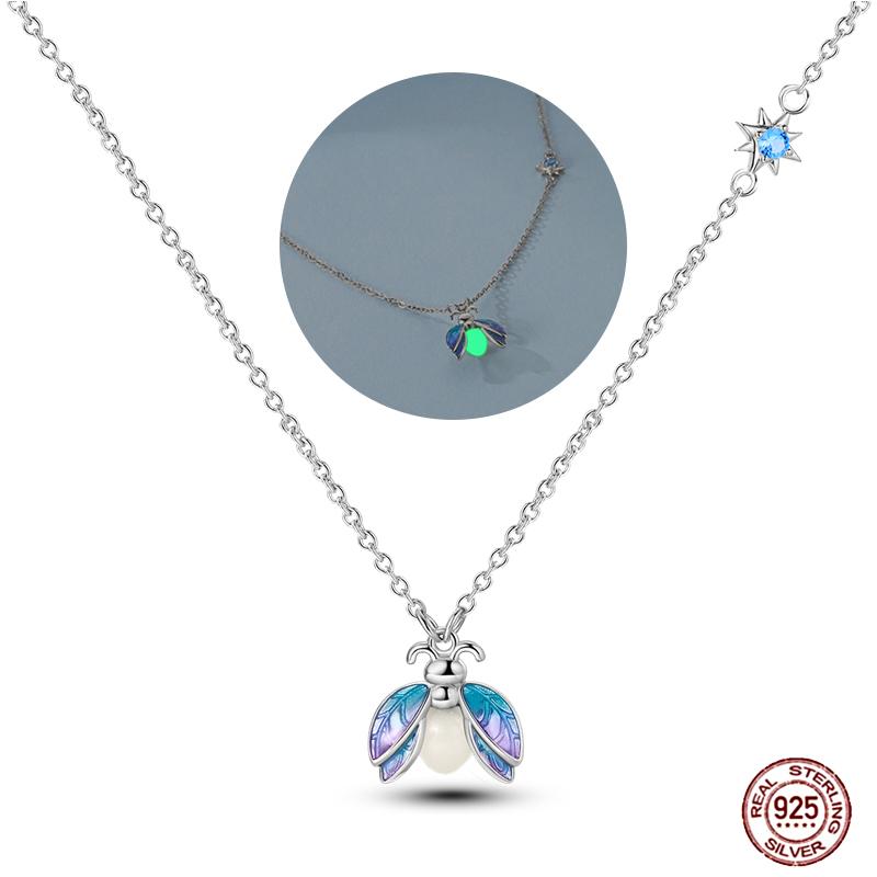 Copper Pendant Necklace Pink Heart Star Moon Firefly Plant Charm Basic Chain Necklaces Original Festival Jewelry For Women G