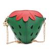 Strawberry Chain Shoulder Bag Childrens Fruit Bag Zipper Design Material Pu