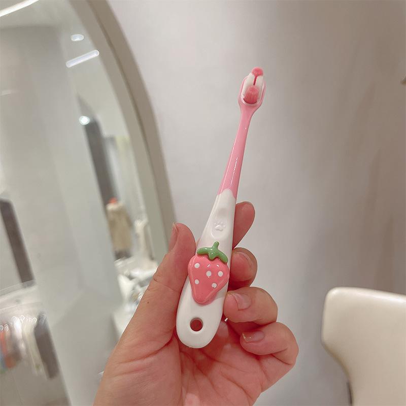 1 Cartoon Fruit Themed Toothbrush | Soft Microfiber Bristles, Gentle On Gums, Easy-Grip Handle, Ideal for Oral Care and Birthday Gifts