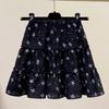 Women's Casual Elastic Waist Short Floral Skirts Solid Streetwear A Line Mini Skirt