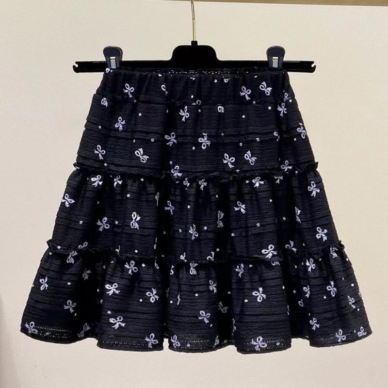 Women's Casual Elastic Waist Short Floral Skirts Solid Streetwear A Line Mini Skirt