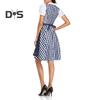 Women's Plaid Oktoberfest Costume German Dirndl Dress Traditional Bavarian Outfits for Halloween Festival Carnival Cosplay