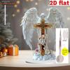 Perfect Christmas New Year Gift for Friends Angel Wings Cross 2D Acrylic Charming Angel Ornament Home Living Room Tabletop