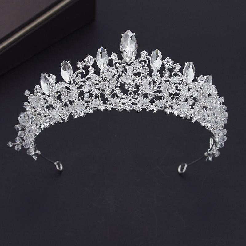 Luxuriöse handgefertigte Kristallperlen-Diademe, Brautschmuck-Sets für Frauen, Brautkrone, Hochzeitskleid, Halskette, Ohrringe, Kronen-Sets