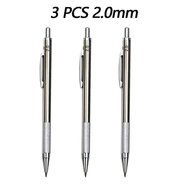 1/2/3 PCS Metal Drawing Pencils 0.3 0.5 0.7 mm HB Art Sketch Writing Mechanical Pencil Leads School Office Supplies Stationery