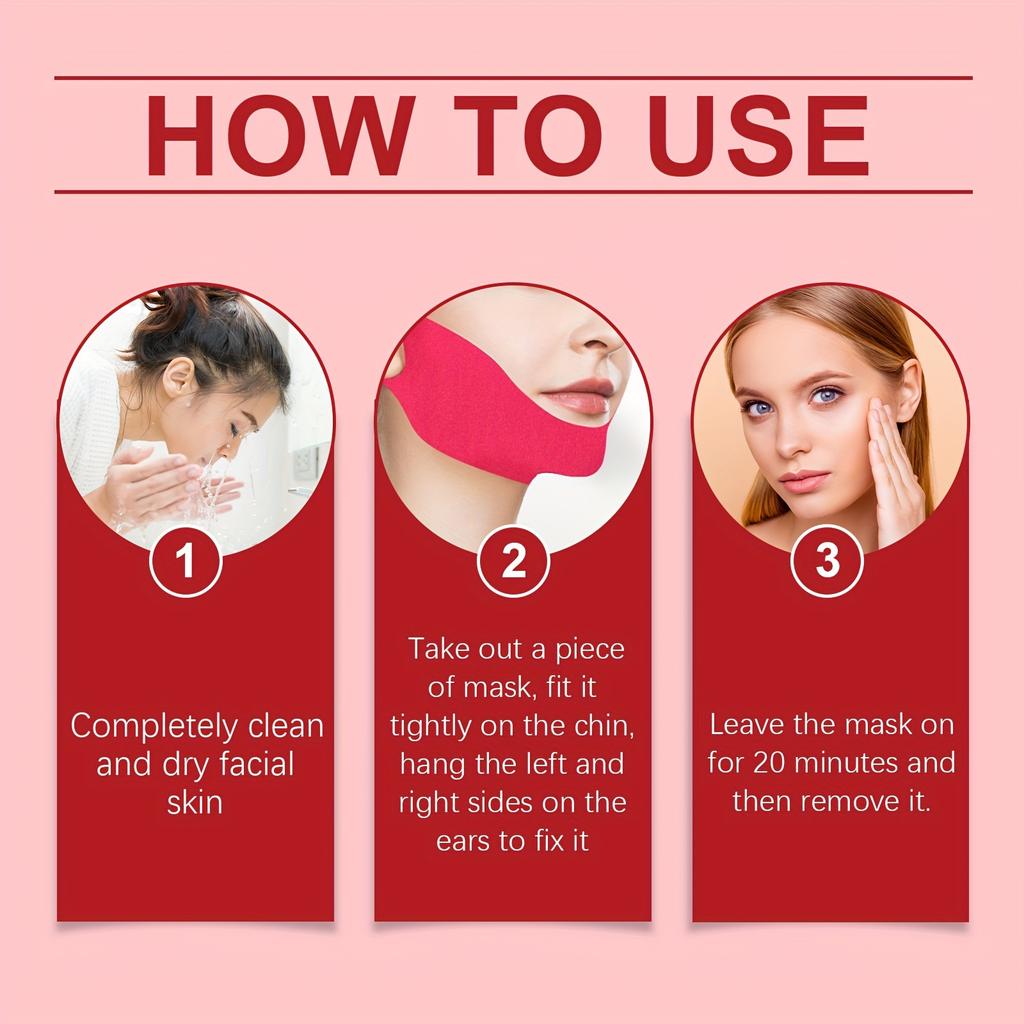 V-shaped Chin Lift Strap- Firming Lift Water Gel Collagen Facial Sling, Containing Hyaluronic Acid and Aloe Vera - Chin and Mandibular Line Tightening
