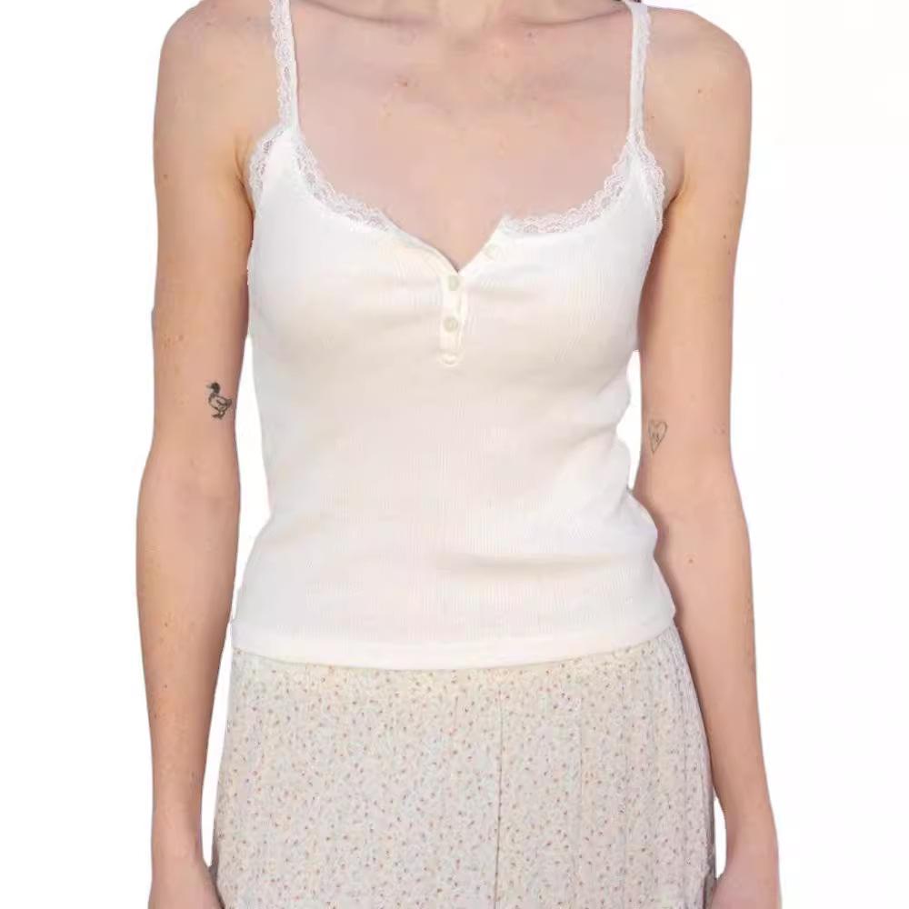 BM Tarzı Kadın Yazlık Pamuklu Fitilli Atlet Yedek Düğmeli Askılar ve Amerikan Danteli.