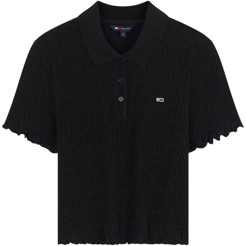 

Жіноча футболка-поло TOMMY JEANS з воланами, приталеного крою, з коротким рукавом L